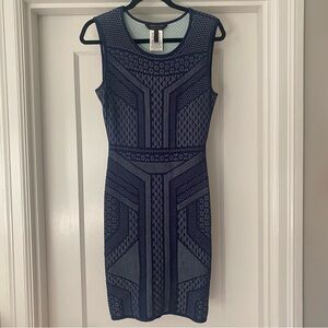 BCBG MAXAZRIA BLUE BODY CON MINI DRESS